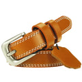 Leather belt with white stitching and classic buckle | Beltrium