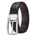 Reversible black leather belt with polished swivel buckle | Beltrium