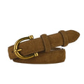 Women's thin suede belt with vintage gold buckle | Beltrium