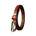 Women's thin leather belt with a gold oval buckle | Beltrium