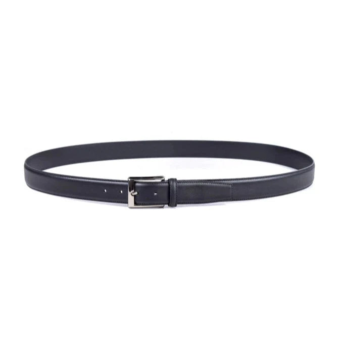Cinturón reversible de piel negro y cuero marrón 32mm con hebilla de níquel plateado