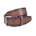 Ceinture en cuir marron avec bords foncés et boucle graphite | Beltrium