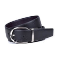Reversible black leather belt with oval buckle | Beltrium