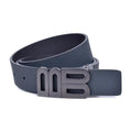Ceinture microtexturée bleue avec boucle monogramme graphite | Beltrium