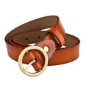Cinturón de cuero marrón para mujer con hebilla circular | Beltrium