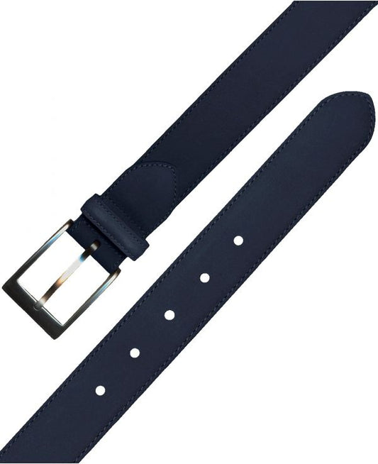 cinturon de nobuck alomado extendido con perforaciones y hebilla satinada