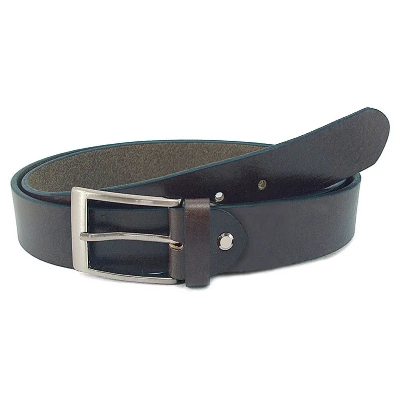cinturón de piel genuina enrollado con hebilla satinada ideal para vaqueros