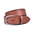 Brown cowhide belt with oval buckle and checkered pattern | Beltrium