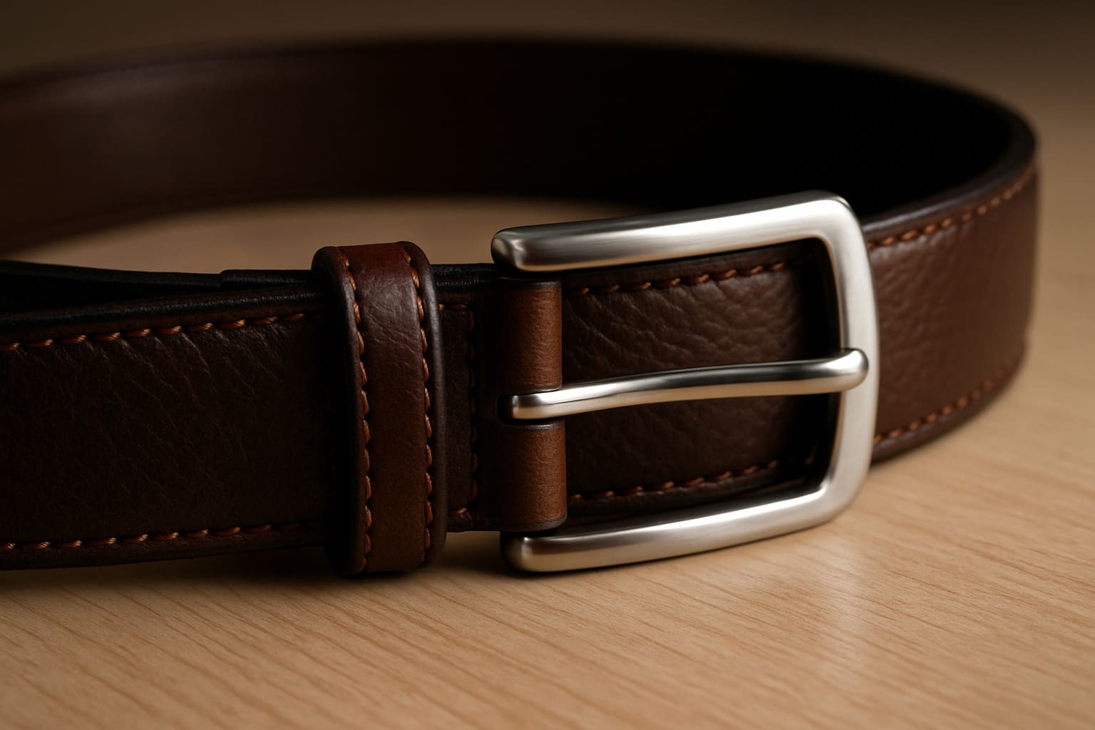 cinturon de piel con hebilla metalica