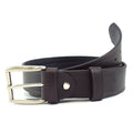 Unisex plain leather belt with stitching and nickel buckle | Beltrium