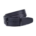 Black leather belt with center stitching, cut to size | Beltrium